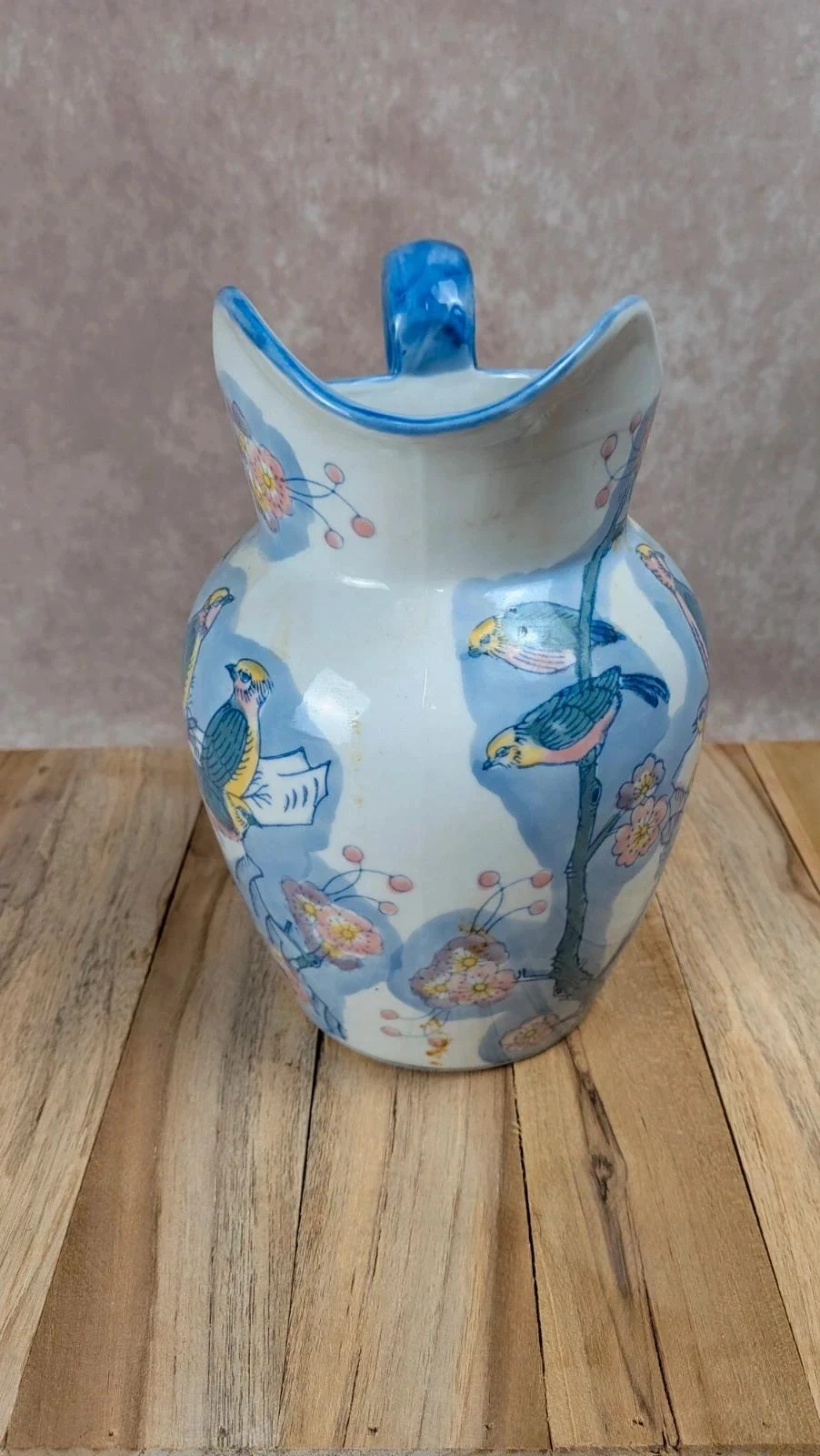 Jarrón chino vintage con decoración de pájaros y flores – photo 3